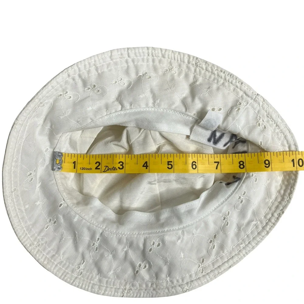 Vintage White Eyelet Embroidered Sun Hat Union Made USA Cottagecore Prairie‎